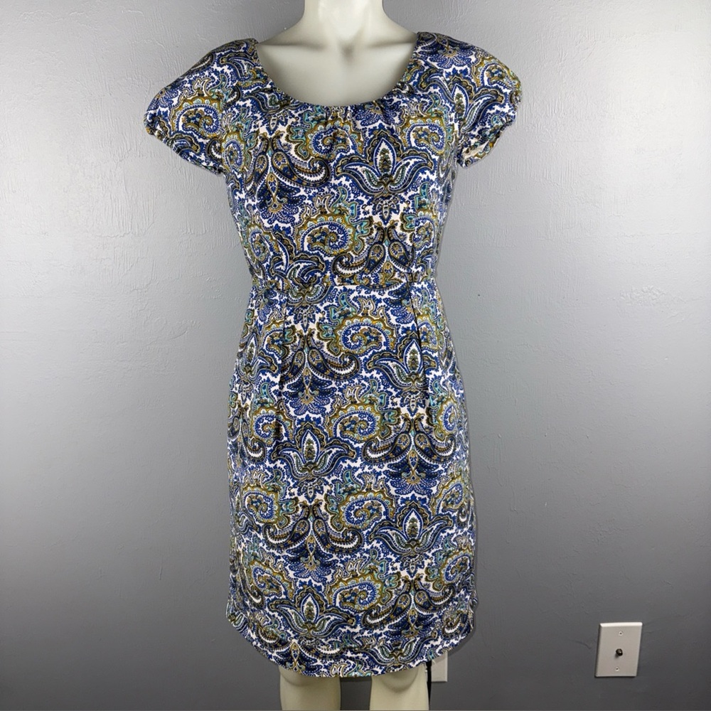 J. Crew Dolores Dress Women’s 4 Multicolor Peacock Paisley Sheath Lined *READ